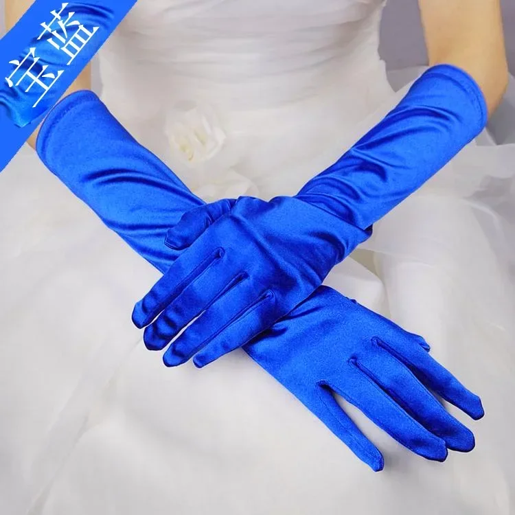 Elegant Wedding Long  Finger Tulle Embroidered Beaded Bowknot Bridal Gloves