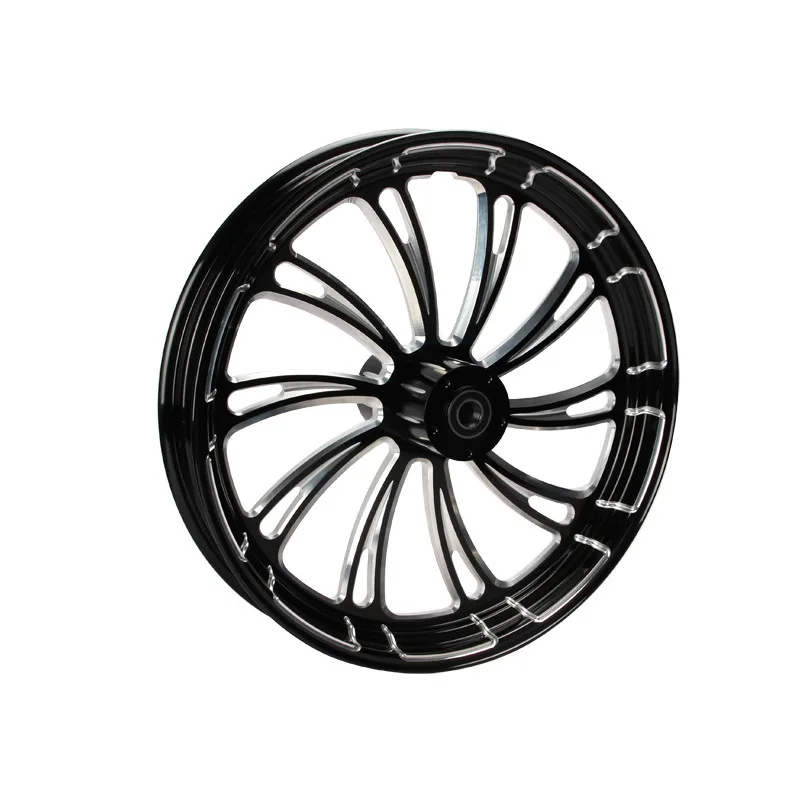21 Inch Motorcycle Forged Aluminum Alloy Black Cutting Aluminum Wheel Front Wheel Double Disc Aluminum Wheel Hub For Harley