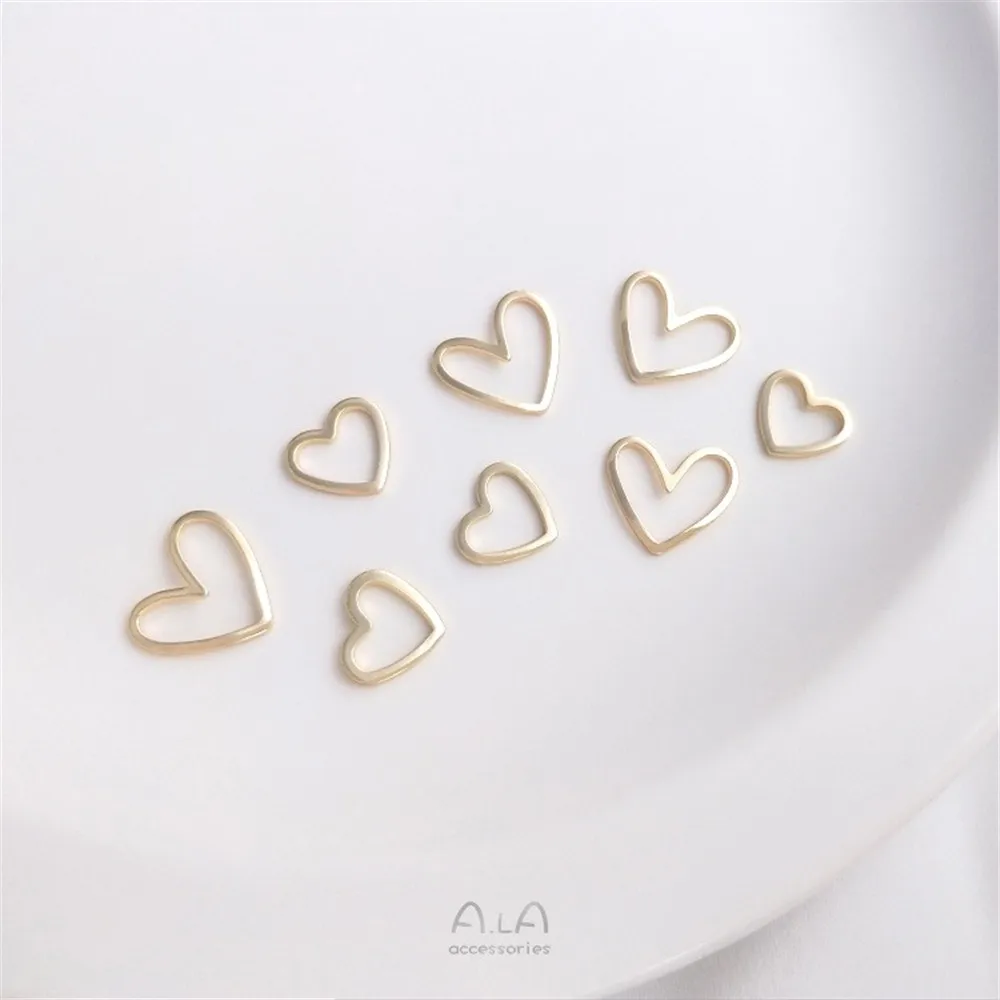 

14K Real Gold Hollow Curved Love-shaped Peach Heart Accessories Handmade Diy Jewelry Connection Accessories Earrings Pendant