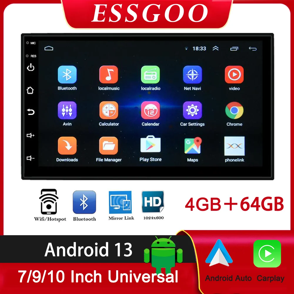 ESSGOO Android 13 Car Radio Autoradio 64G 2 Din 7