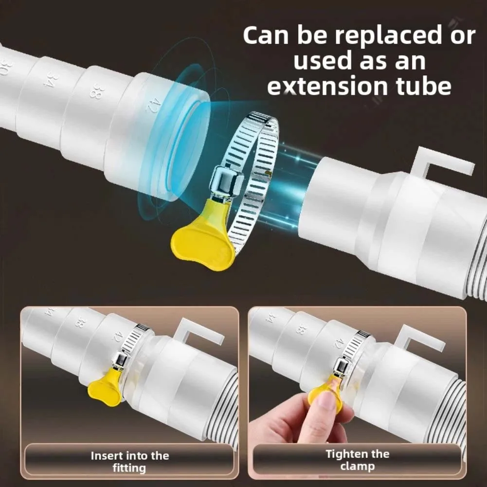 Flexible Water Pipe Hose For Washing Machine And Air Conditioners With Clamp Leak Resistant EVA Material Multiple Length Options