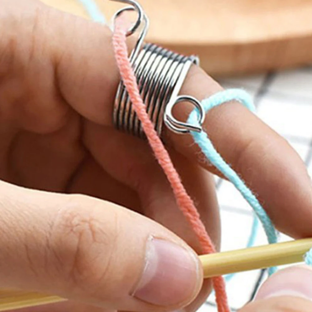 

12 Pcs Wire Guide Crocheting and Knitting Accessories Tools Loops Rings Finger Stainless Steel Stuff
