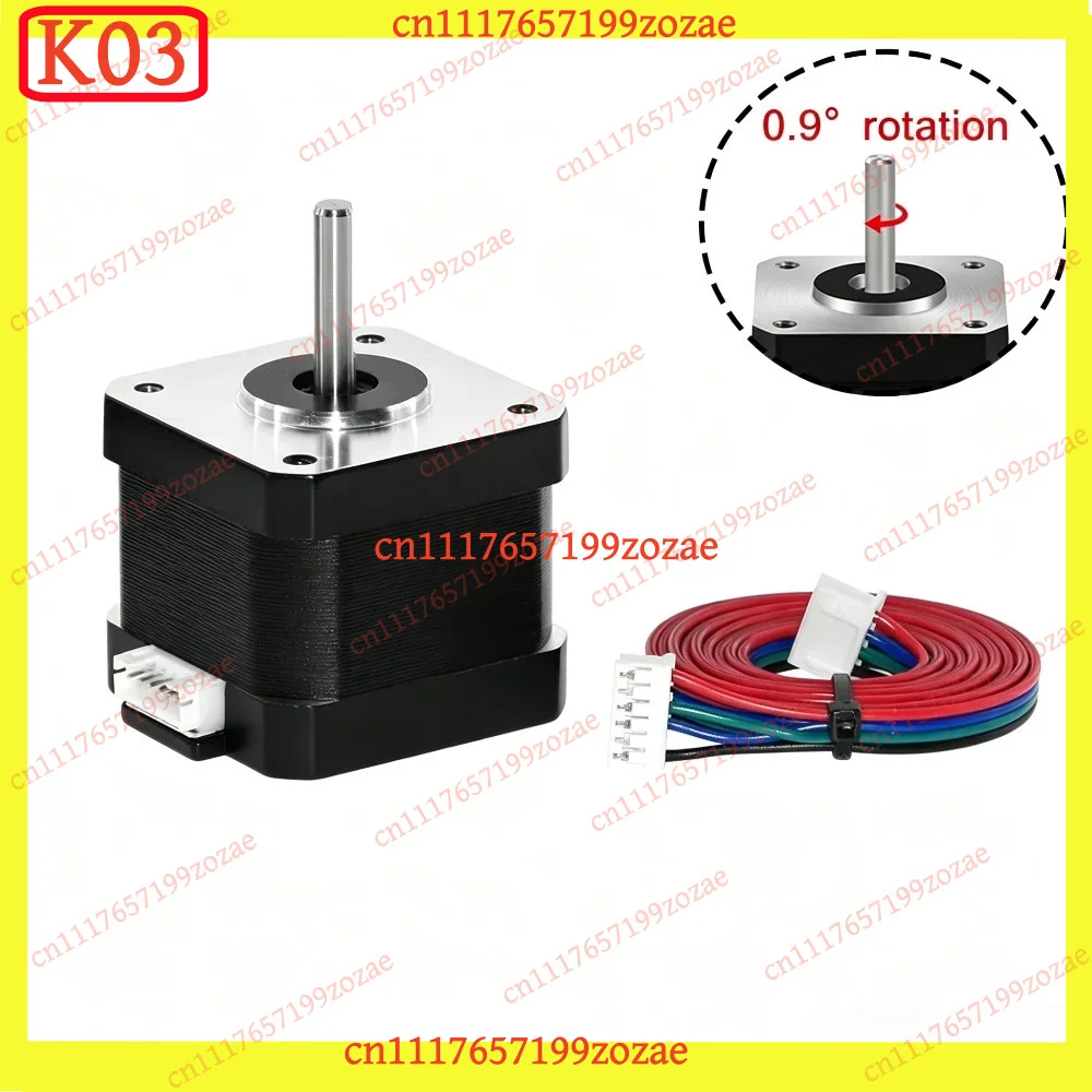 k03 Nema17 Stepper Motor 17HS4401S 0.9° 28N.cm 1.3A 4-Wire for CNC Laser Engraver 3D Printer, Replacement Parts