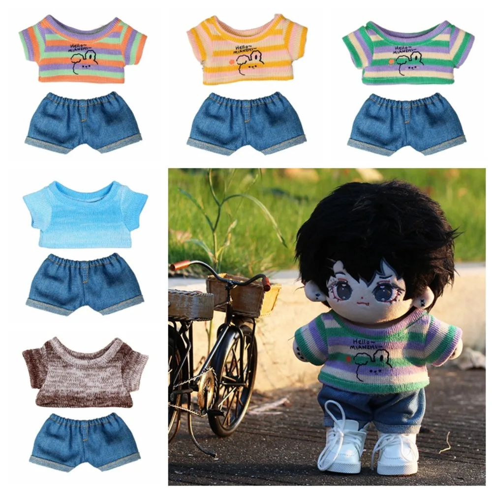 Sweater Cotton Doll Clothes Casual Wears Denim Shorts Plush Doll Overalls T-shirt Playing House No Attribute Doll Clothes