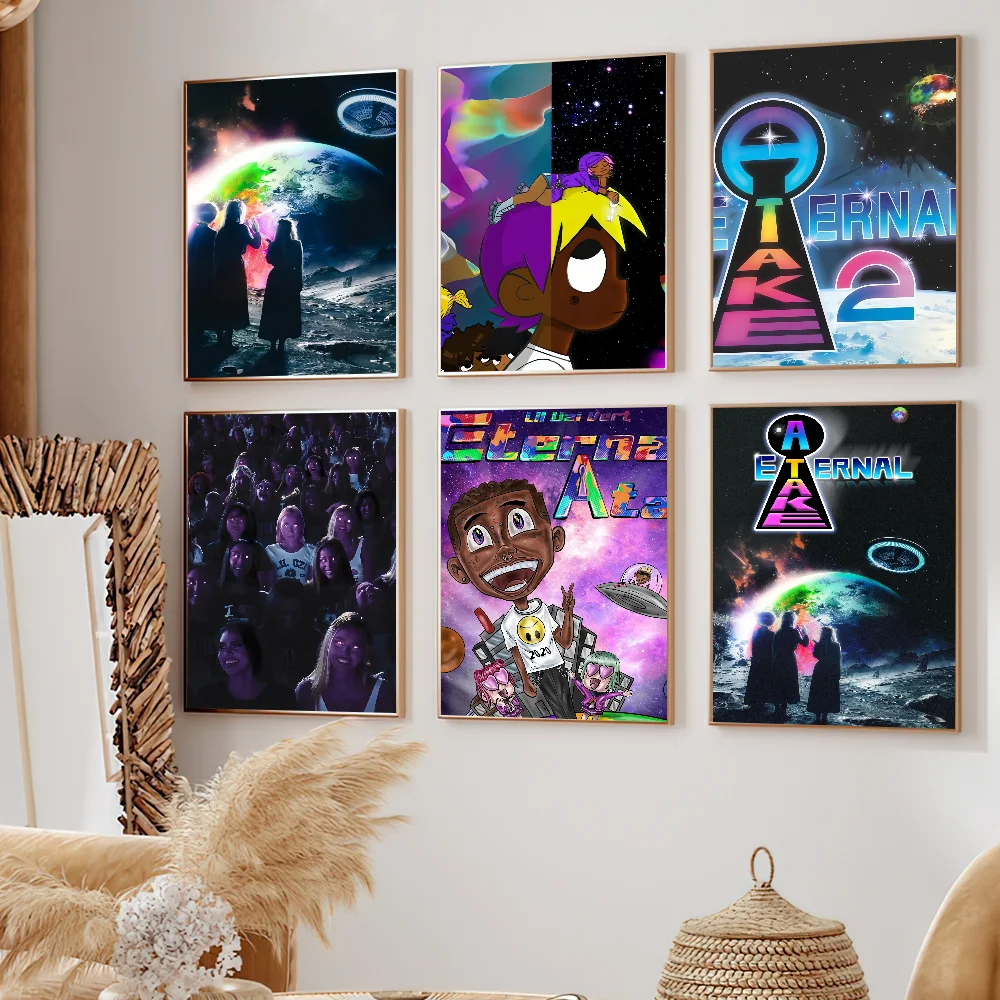 Póster de rapero Lil Uzi Vert Eternal Atake 2, pintura autoadhesiva, decoración para sala de estar, oficina, dormitorio, impresiones de pegatinas de pared para el hogar