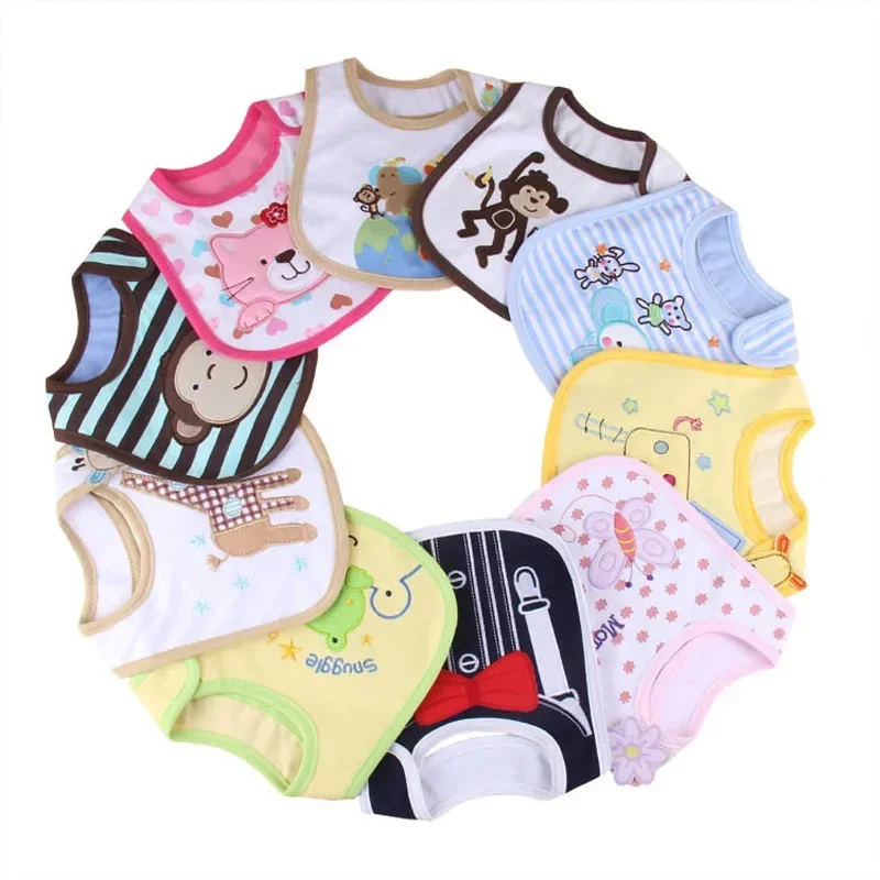 Baby Feeding Embroidered Sleeveless Bibs Baby Girl Bib Saliva Boy Cover Up Cartoon Dinner Baberos Burp Cloths