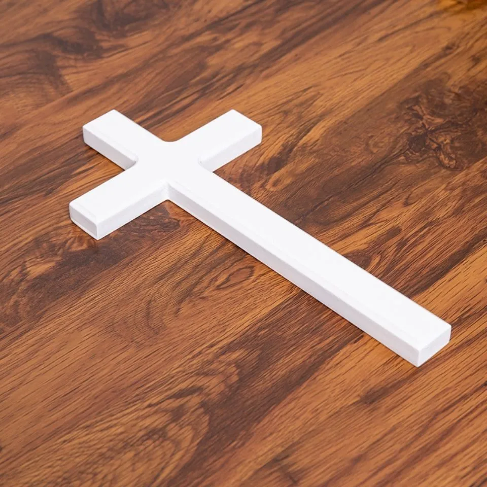 Wandkreuz aus Holz für Heimdekoration, Holzkreuze für die Wand, christliches Wandkreuz, dekoratives Wandkreuz, weißes Jesus Christus, Kirche – Detail 9