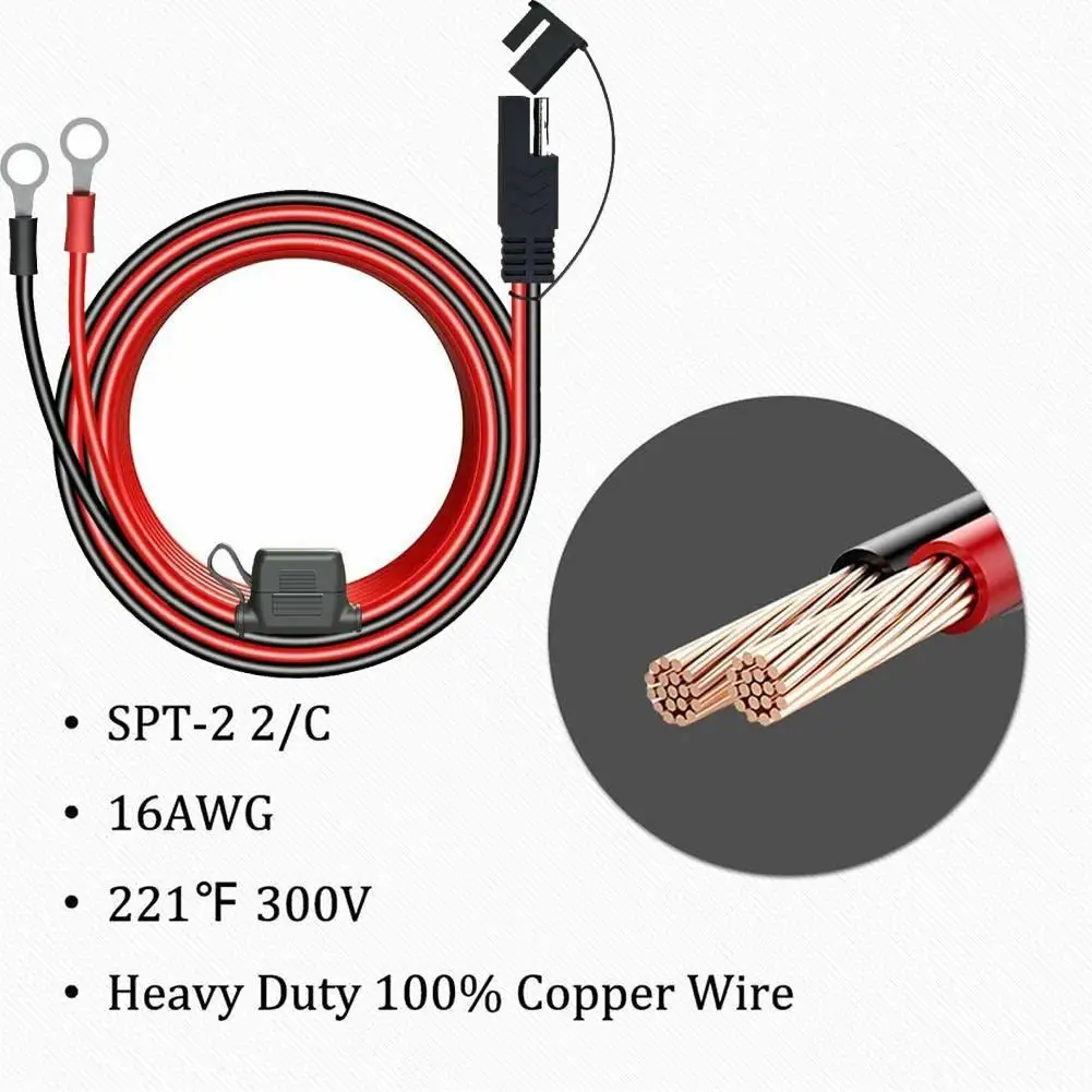 

Новый быстроразъемный кабель SAE с разъемом предохранителя O-разъем, удлинитель зарядного устройства, провод адаптера, клемма 16AWG