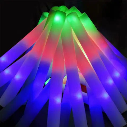 15/25/35/105 Pcs LED Foam Glow Sticks Bulk Colorful RGB Light Up Sticks Glow in The Dark Party Supplies for Wedding Birthday