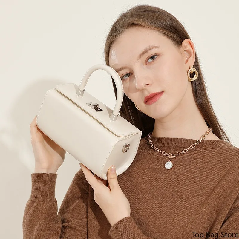 Minimalist Everyday Shoulder Bag for Women Genuine Leather Top Grain Leather Luxury Handbag Convertible Adjustable Strap