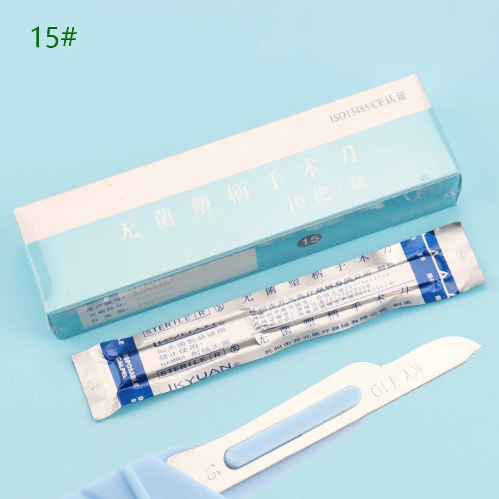 NEW 11 # 15 # Disposable Sterile Scalpel Radiation Sterilization Plastic Handle DIY Tool Animal Surgical Knife