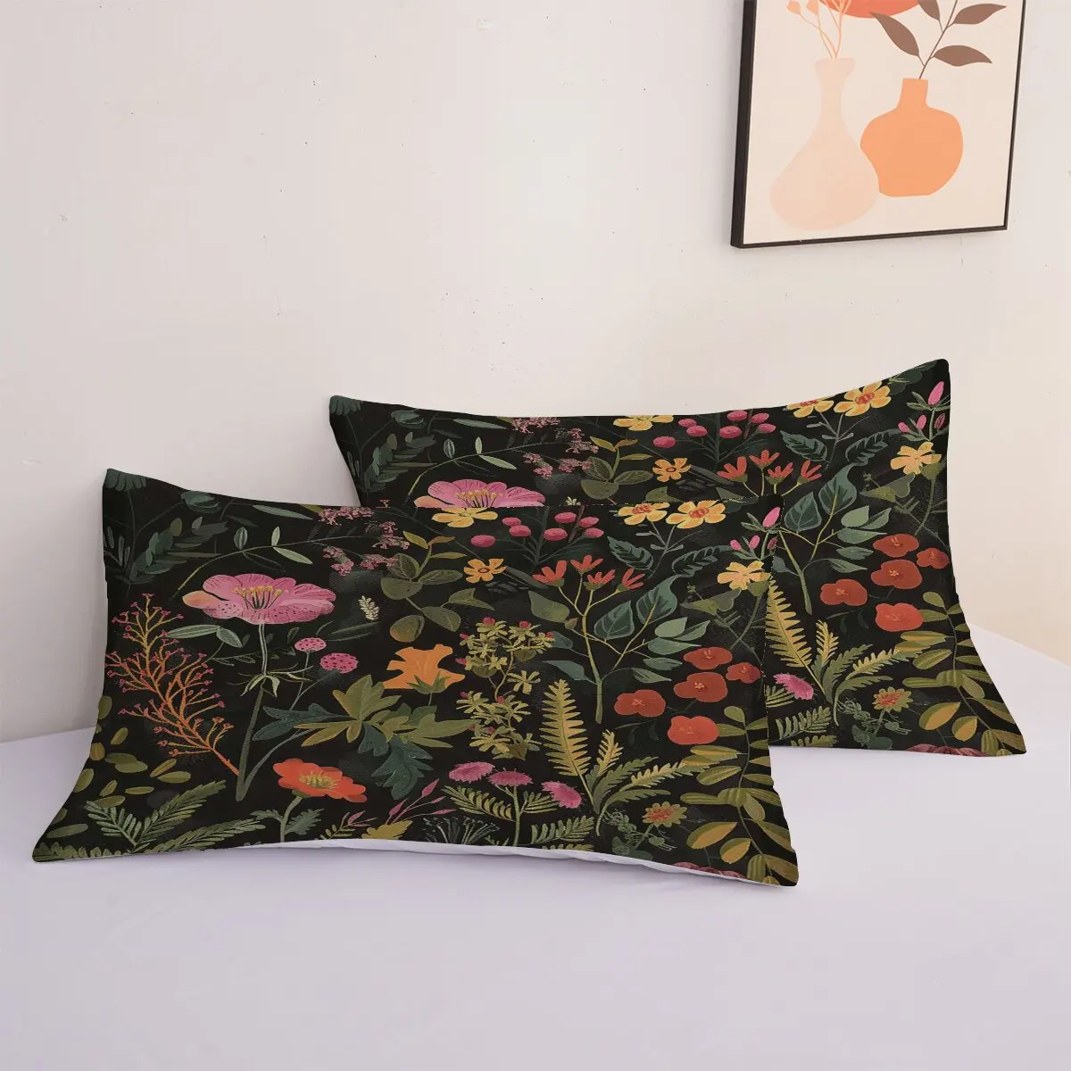 Pink flowers  Duvet size  Orange yellow flowers  Printed duvet cover 3-piece set with 2 pillowcases