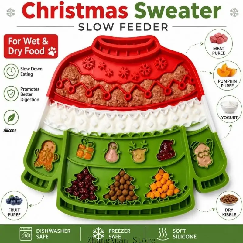 Christmas Dog Spread Pad with Suction Base for Daily Treat Use 3XUF