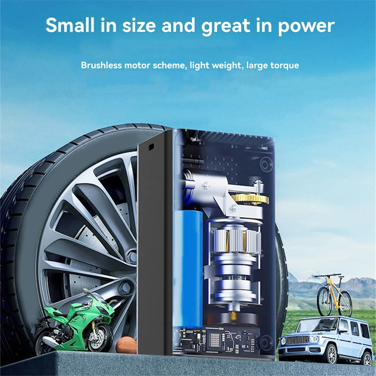 SEMOIC Super Mini Bicycle Car Mounted Portable Pump Emergency Start Power Integrated Machine 120Psi Intelligent Charging