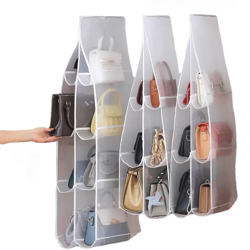 

Organizer Wardrobe Transparent Storage Bag Sorting Dust Cover HandBag Shelf Home Dormitory Storage Closet