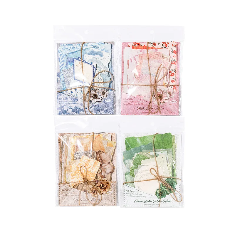 100Pcs Retro Paper Ephemera Pack Mixed Texture Floral Collage Background Paper for Scrapbooking Junk Journal Gift Decoration