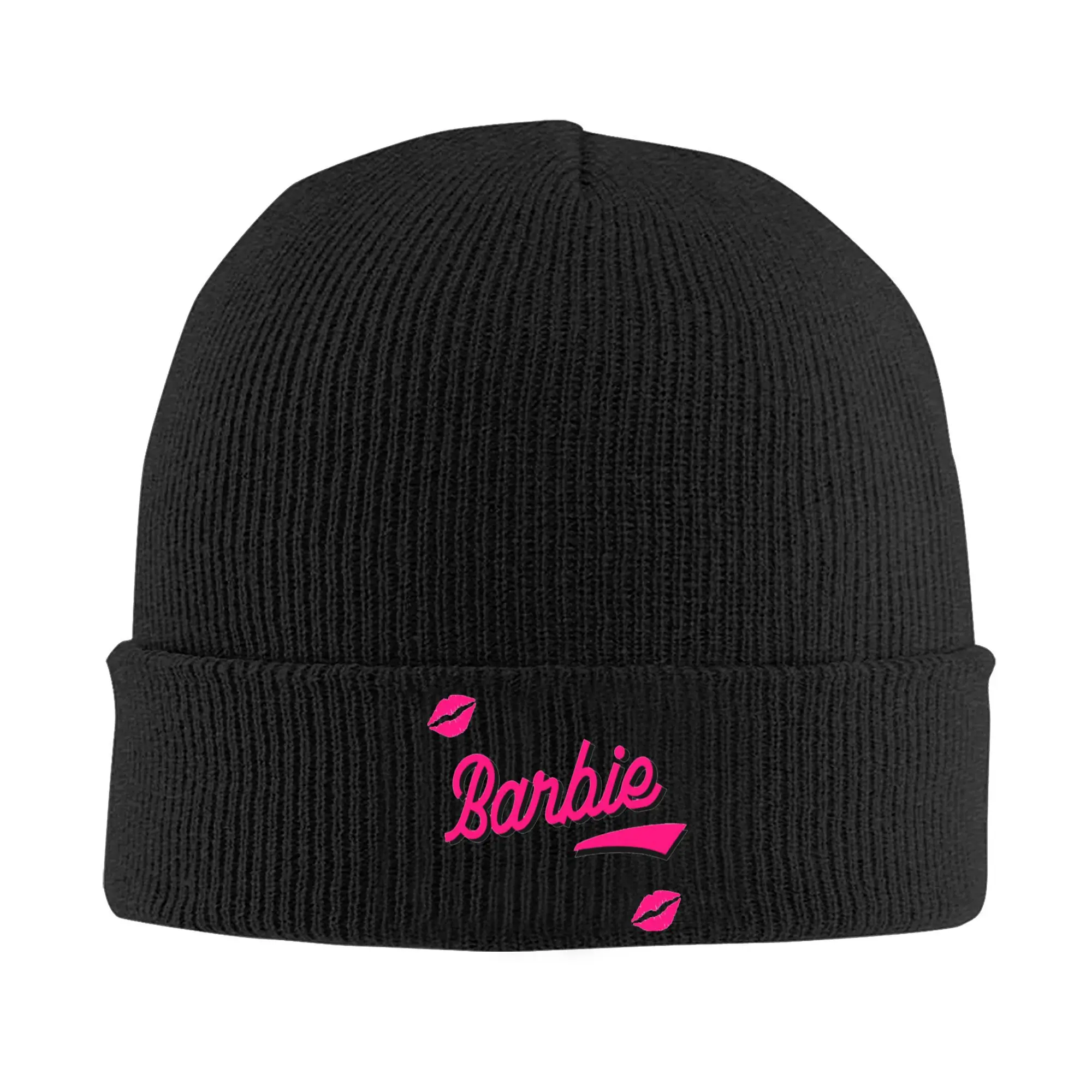 Custom Barbie Kiss Love Beanie Cap Unisex Winter Warm Bonnet Homme Knitted Hat Cool Outdoor  Skullies Beanies Hats For Men Women