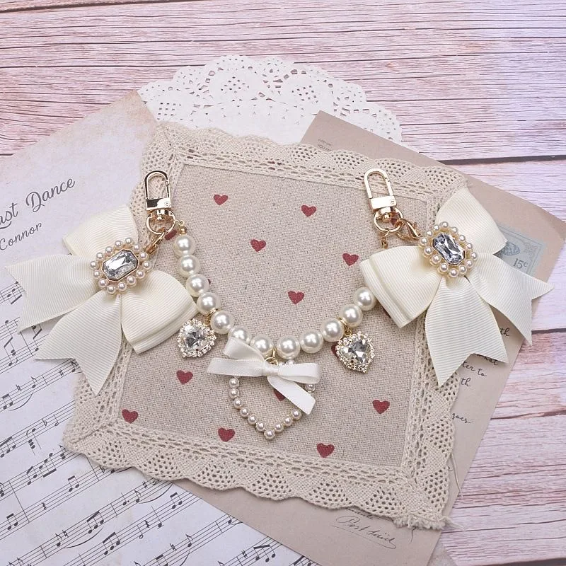 Lolita Bag Accessories Japanese Style 2000S Bag Accessories Bow Bag Chain Pearl Heart DIY Bag Accessories Bag Pendant