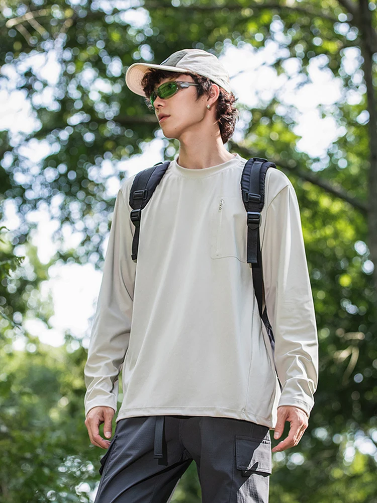 

Loose Long Sve T-irt Men's Spring Autumn Outdoor Climbing Qui Dry Sports Youth Trendy Base irt Upper Apparel