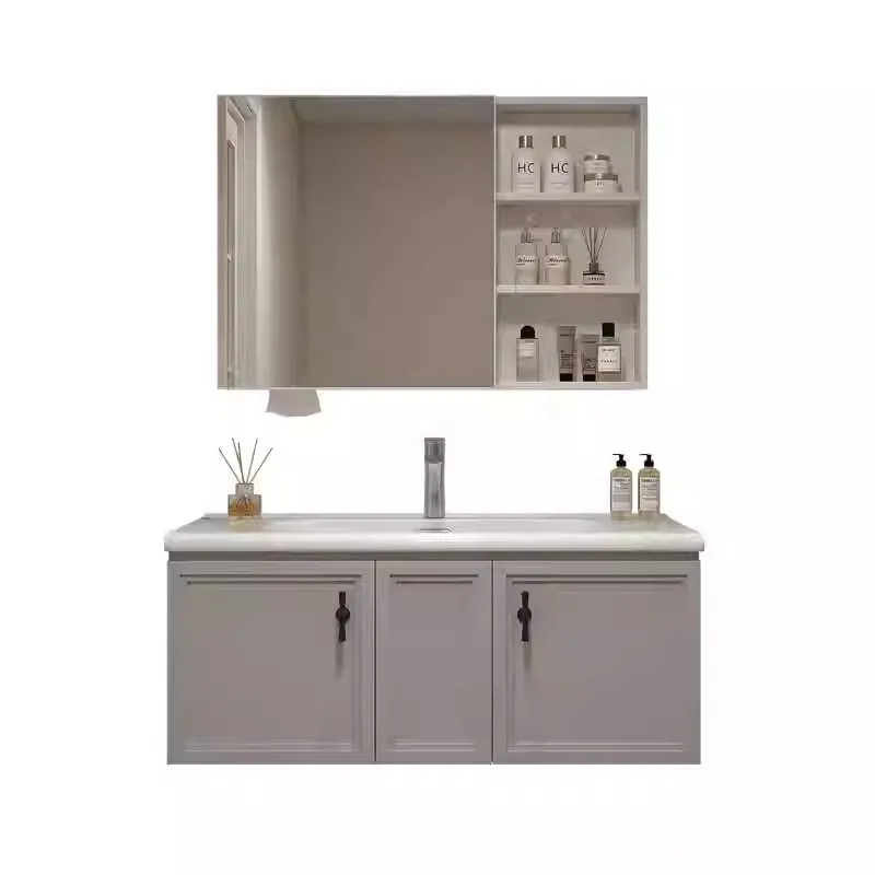 

Space aluminum bathroom cabinet, bathroom, wash basin combination deepening integrated ceramic basin, wash bathroom cabinet
