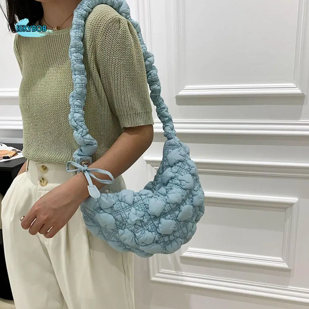 

Simple Space Cotton Korean Shoulder Bag Korean Style Banquet Rhombus Plaid Handbag Dumplings Bag Plaid Bubble Cloud Bag Girls