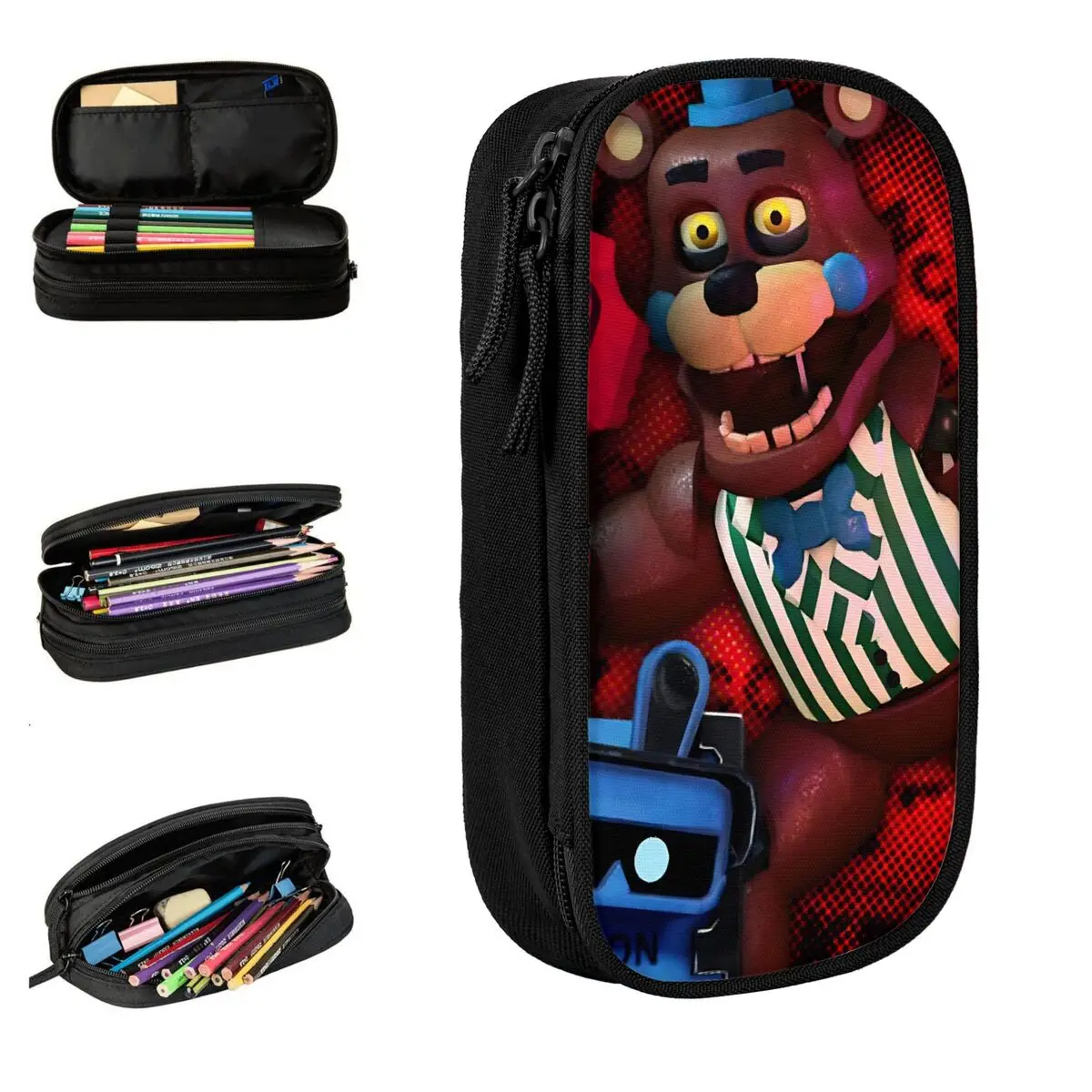fnaf-at-freddys-estojo-de-lapis-criativo-caneta-sacos-menina-menino-grande-armazenamento-material-escolar-ziper-bolsa-de-lapis