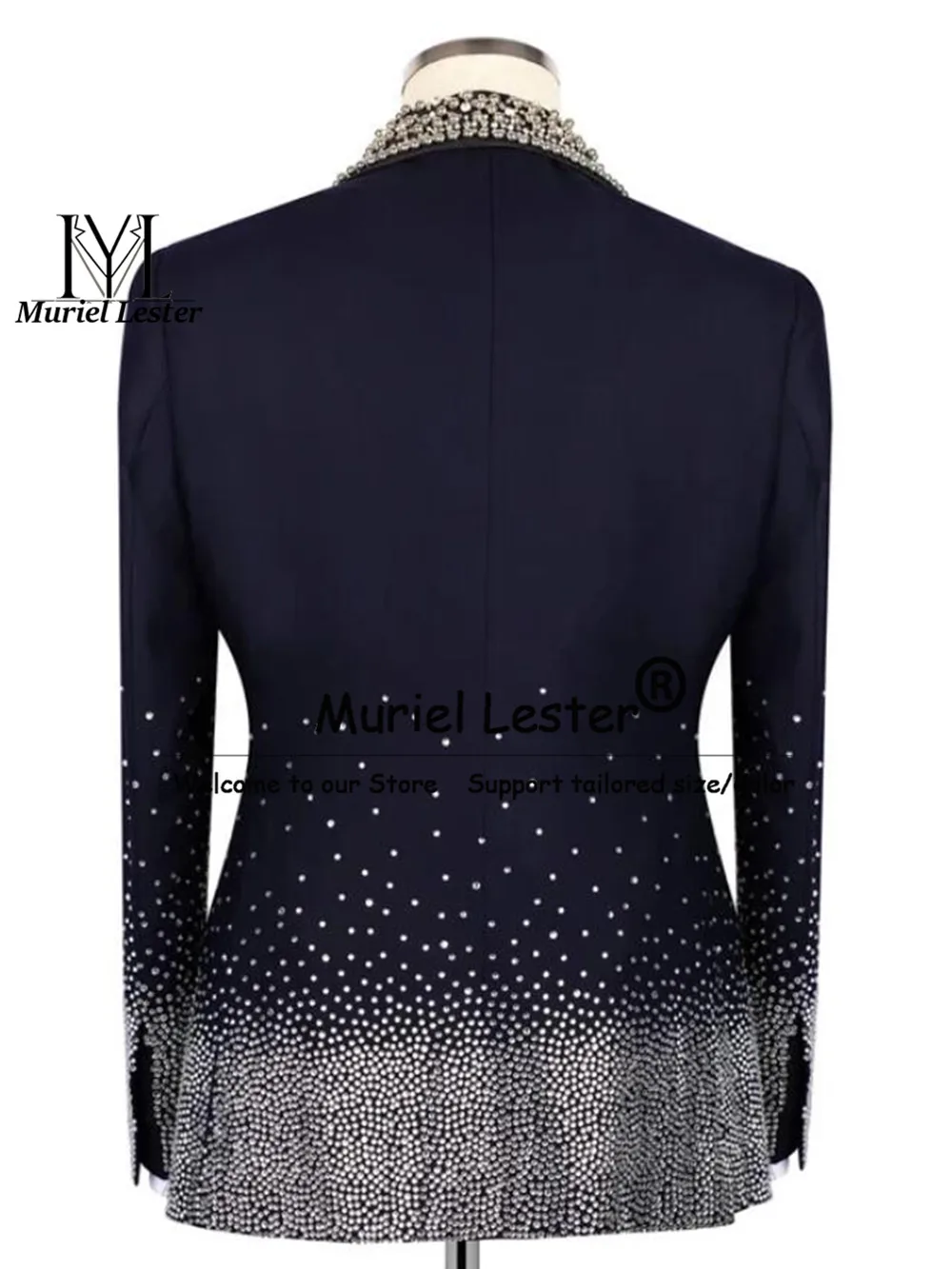 Glittery Rhinestones Beaded Suit Men 3 Piece Trajes Para Hombre Slim Fit Shawl Lapel Prom Blazer Customized Groom Wedding Tuxedo