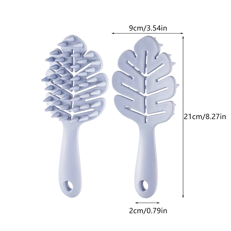 Leaf Shape Silicone Shampoo Brush Head Scalp Massage Soft Hair Comb Long Handle Bath Brush Body Massage Cleansing Tool Gift view 4