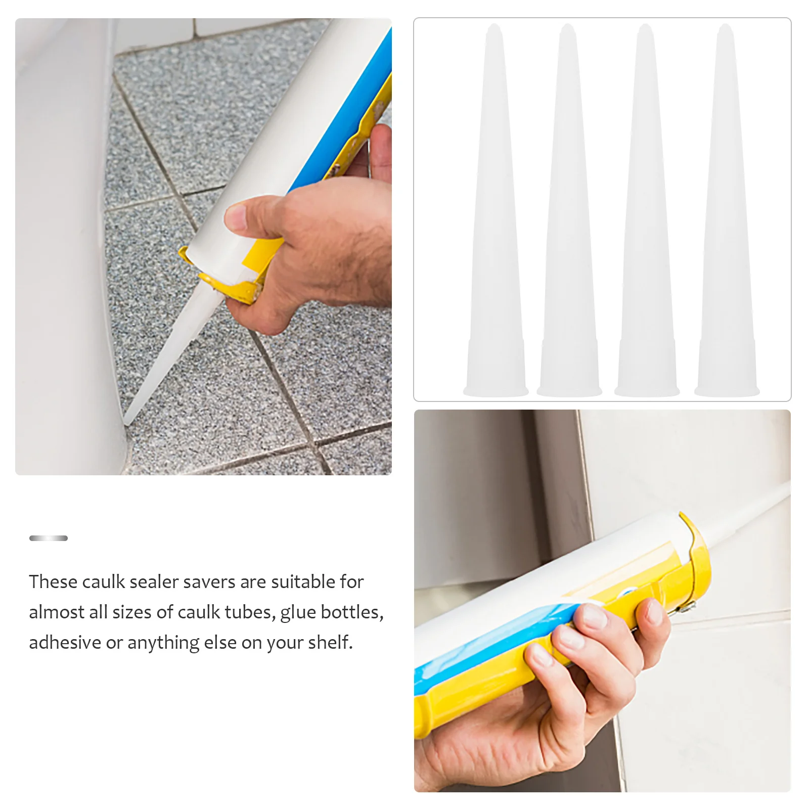 

60pcs Glass Caulk Nozzle Tips Durable Plastic Tube Applicator For Kitchen Bathroom Sealant Precision Filling Smooth Dispensing