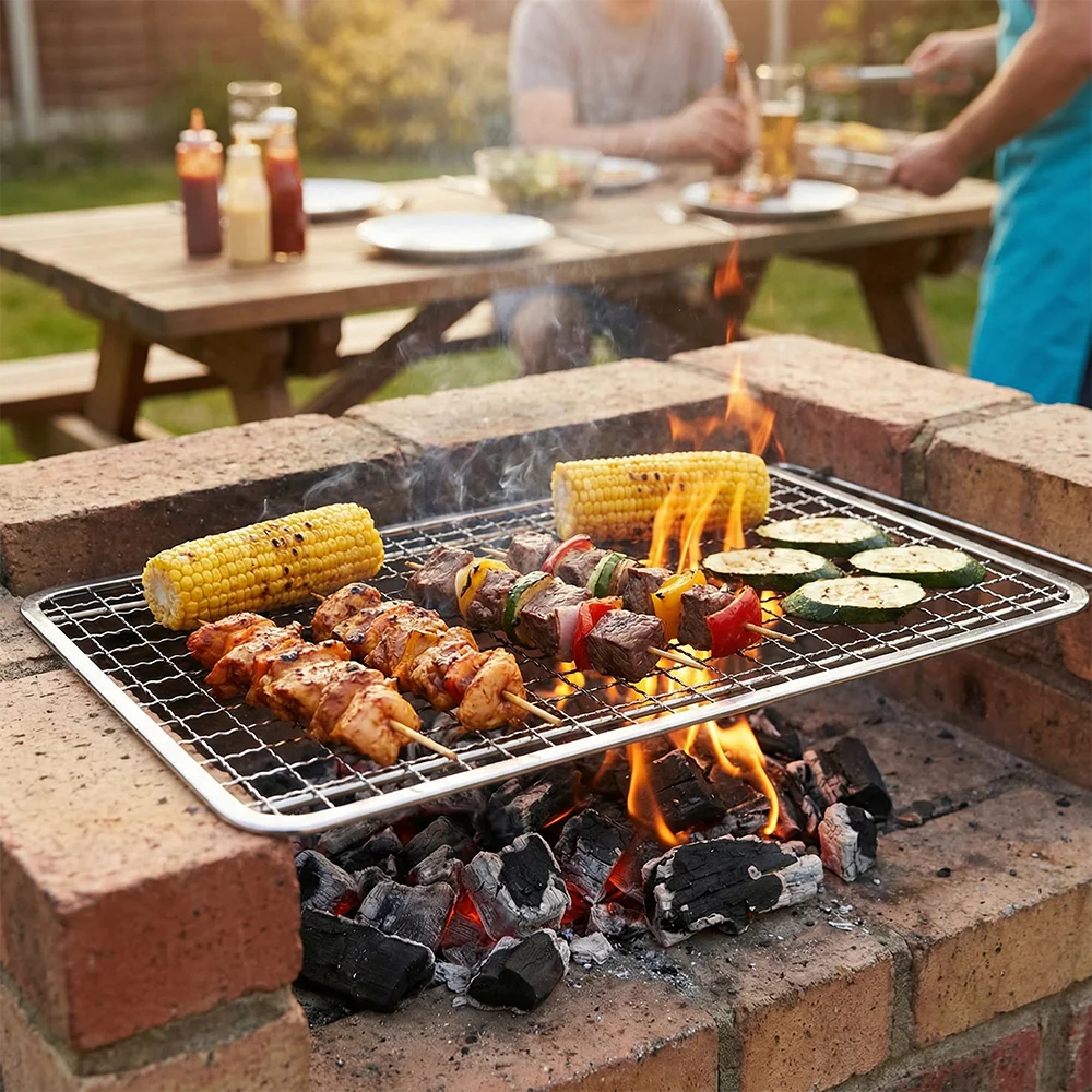 

Durable Disposable Barbecue Net Square Lightweight Grilling Net Edge Binding Cooking Net Tool