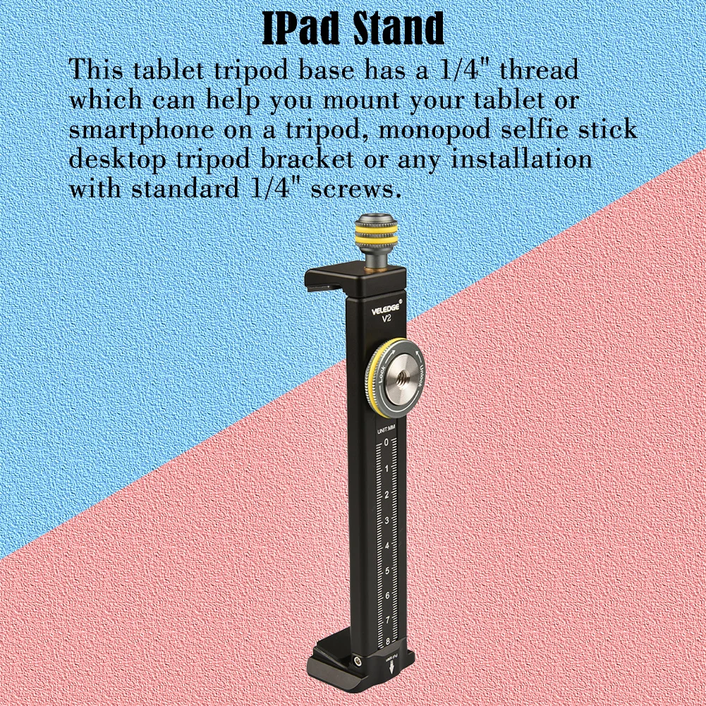 

V2 Tablet Holder 1/4 Thread for iPad Surface Pro Tripod Mount Aluminum Bracket