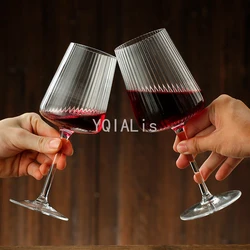 Vertical Pattern 200-550ml Lead-Free Crystal Glass Goblet Red Wine Champagne Whiskey Cup Juice Dessert Bowl Fashion Drinkware