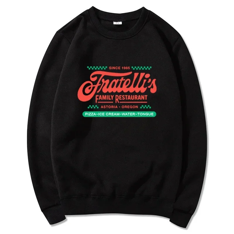 Fratelli's Restaurant Goonies Astoria Oregon English Printed Crew Neck Sweatshirt Men and Women Casual Fashion Sweatshirt