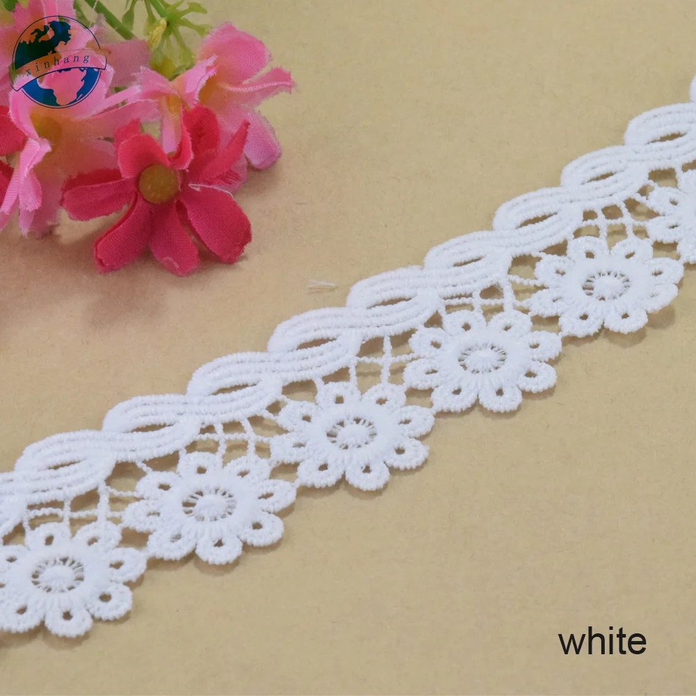 3.5CM Wide 100% Polyester Embroidery Lace Sewing Ribbon Guipure Trim Wedding Decoration DIY Dolls Dress Accessories Lace#4346