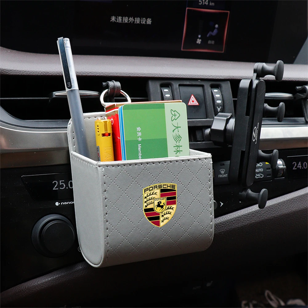 Bolsa de almacenamiento para salida de aire de coche, caja organizadora de teléfono para gafas para 928 Porsche Boxster Cayenne Panamera Carrera-GT 918-Spyder 968 Macan