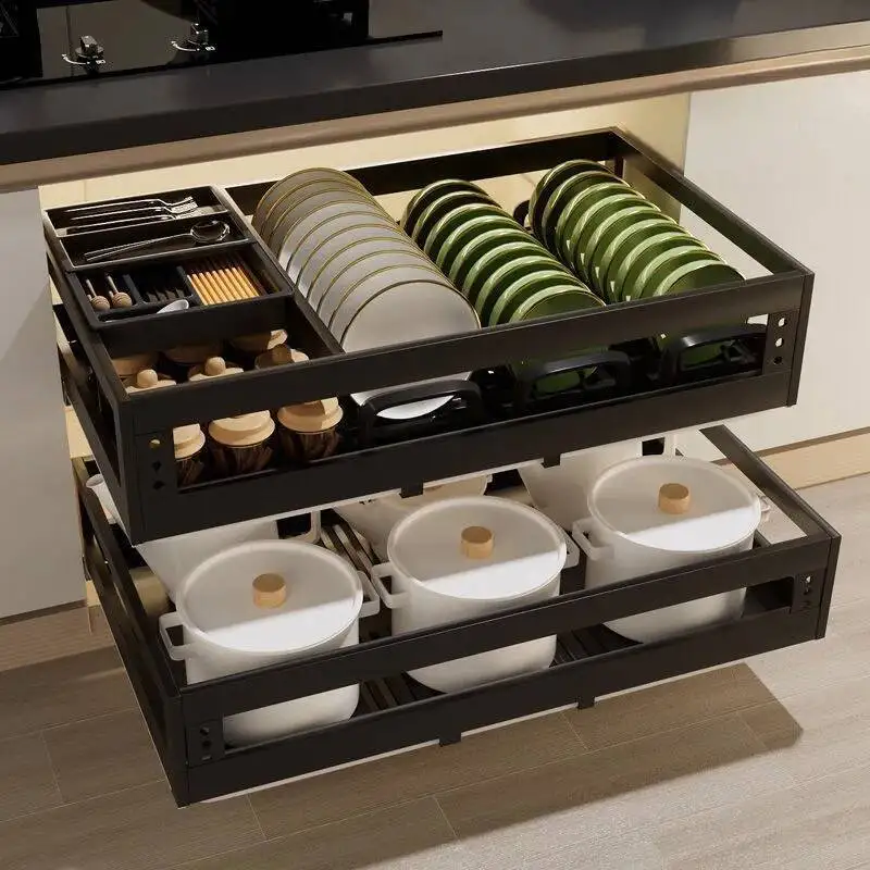 

Kitchen Cabinet Stainless Steel Double Layer Basket