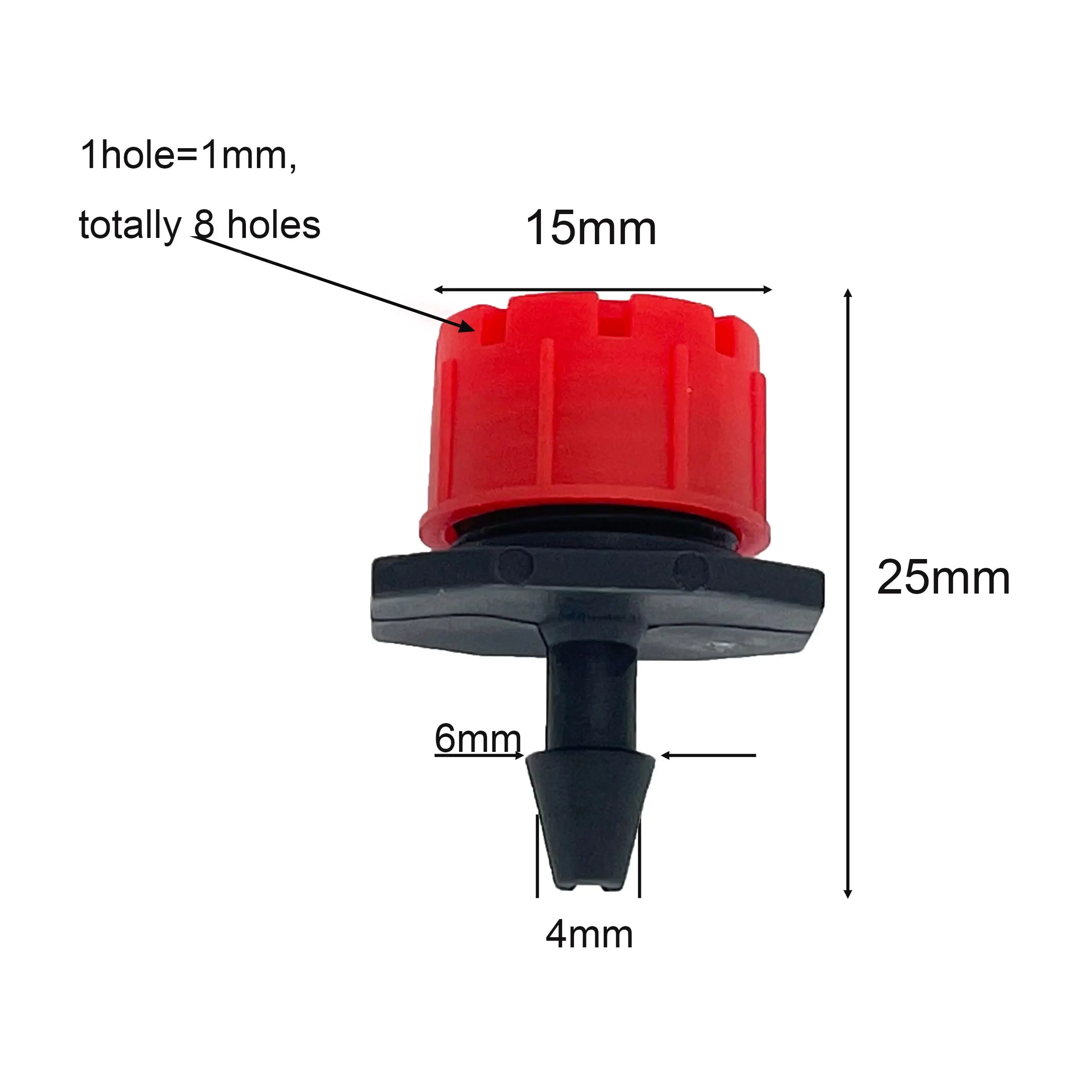 50Pcs 1/4Inch Adjustable Micro Drip Irrigation System Watering Sprinklers Anti-Clogging Emitter Dripper Garden Supplies (Red)