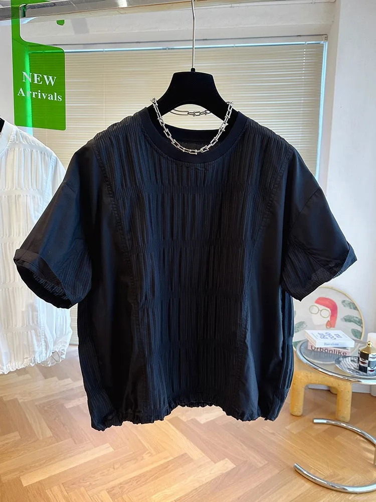 نفخة الأكمام شيك طيات س الرقبة دمية قميص الكورية الحلو البلوز القمم الصيف بلوزات على الموضة الجديدة kamas De Mujer