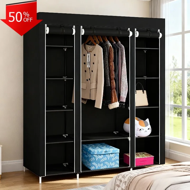 

Space Saving Clothes Rack Garment Hanger Storage Organizer Non-Woven Fabric Drying Stand for Bedroom Living Stendino Rack