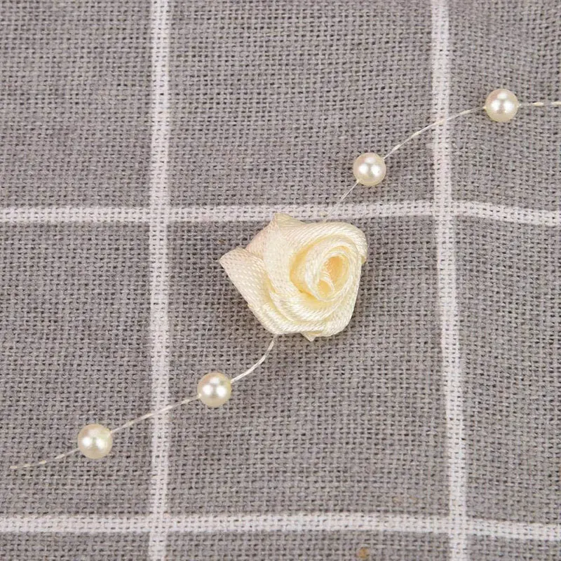 5Yards Rose Pearl String Beads Garland Flower Artificial Pearl Wire Bead Chain For DIY Crafts Gift Wrapping Wedding Party Decor