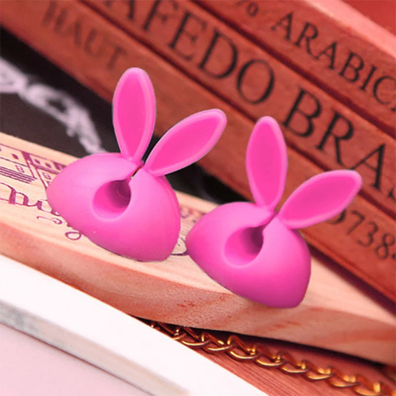 4PCS Universal Car Dashboard Cable Fixer Charger Cable Manager Cute Bunny Ear Clasp Clip Wire Winder Holder Auto Accessories