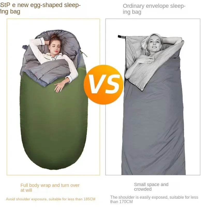 Egg-shaped Ultralight Sleeping Bag - Warm, Waterproof, Wide & Long  Easy Camping - 230*100cm