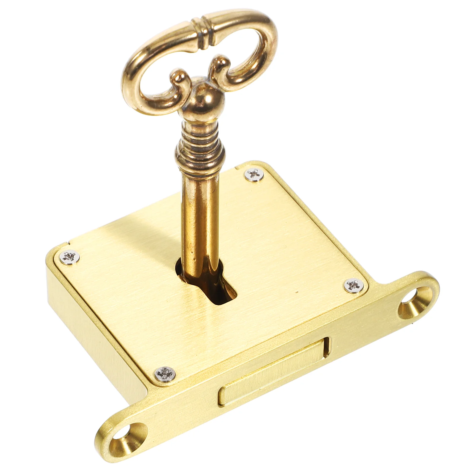 

Gate Lock for Cabinet Brass Drawer with Key Desk Secure Furniture Home File