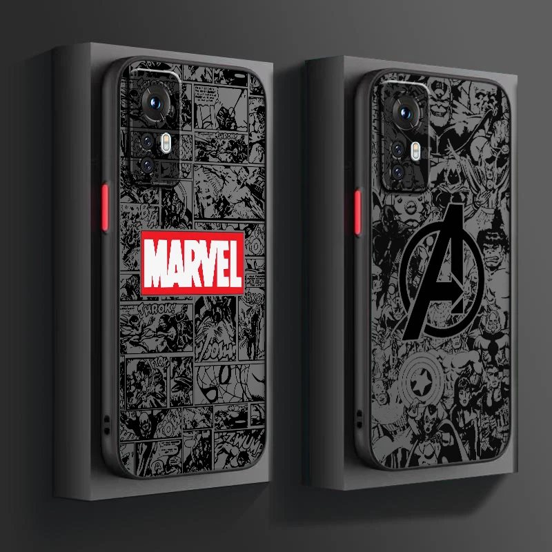 Marvel Avengers Logo Art Frosted Translucent For Xiaomi Mi 13 12 12T 11T 11 11i 10T 10 9T Pro Lite Ultra 5G Phone Case