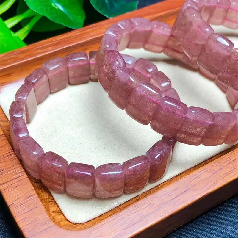 

Natural Strawberry Quartz Bangle Bracelet Fashion Women Healing Jewelry Gemstone Reiki Energy Stone Holiday Gift 1pcs 10x14mm