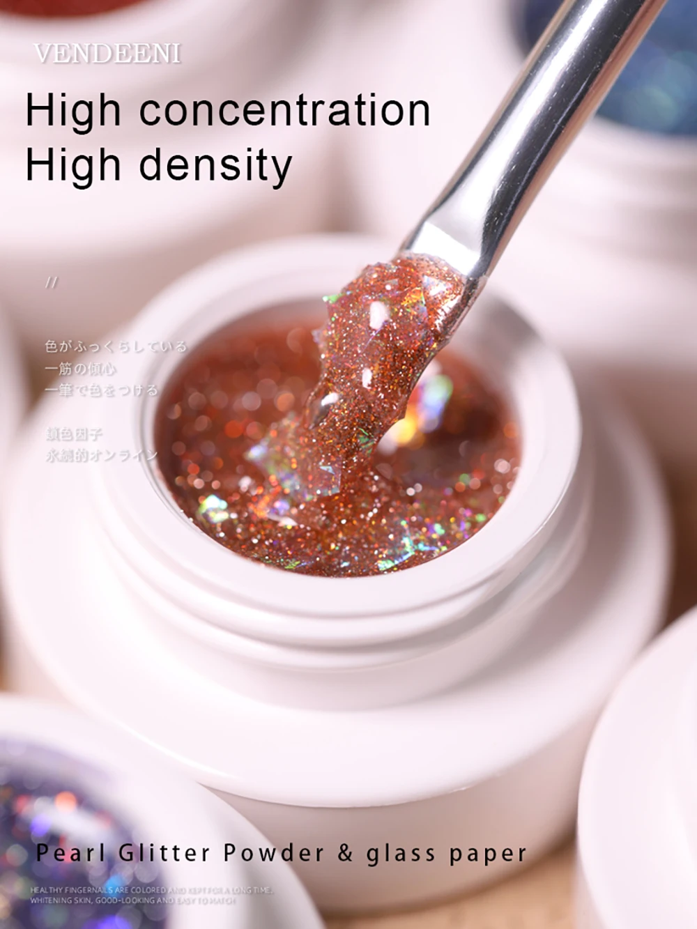 Vendeeni 6 Farben/Set Transparenter Aurora Broken Diamond Gel Nagellack UV Soak Off Gel Lack Glitzer Pailletten Jelly Gel Lack – Detail 3
