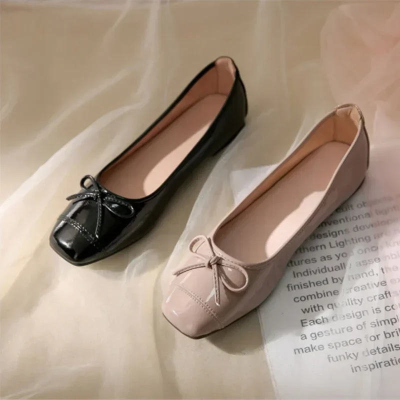 Scarpe basse Ballerine da donna Punta tonda Bowtie Slip on Ballerine Mocassini pigri Mocassini Scarpe basse casual da donna 2024