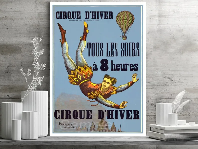 Vintage French Circus Cirque D'Hiver Advertising Poster Print