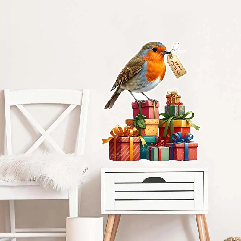 عيد الميلاد روبن الطيور الجدار ملصق غرفة ديكور الحمام المرحاض غرفة المعيشة ديكور خزانة الثلاجة ديكور المنزل الشارات S434