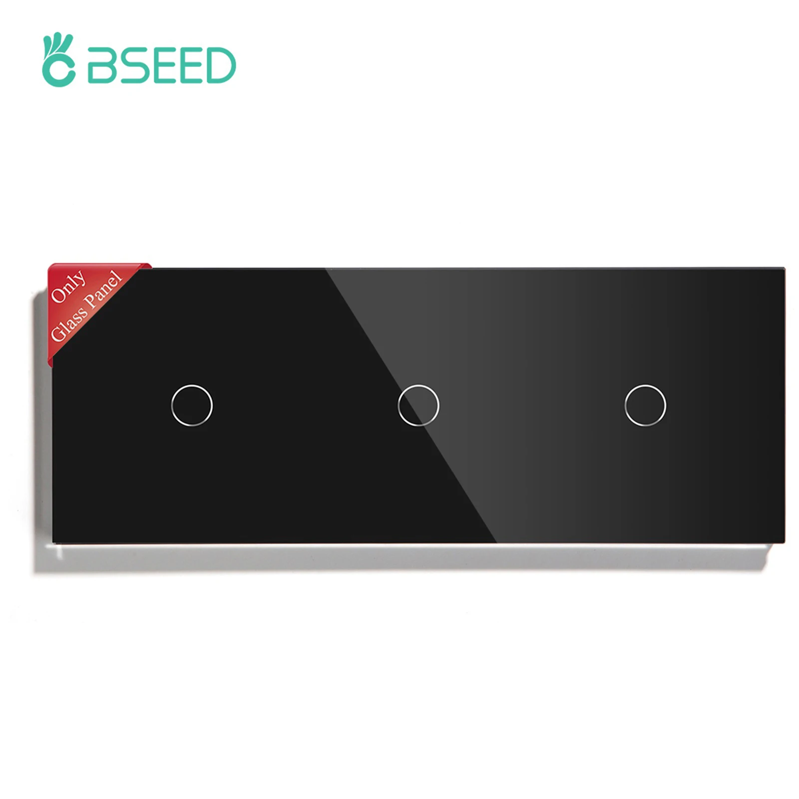 BSEED Triple Glass Panel Only 288mm Triple 1/2/3Gang White Black Gloden For Wall Switch Function Part DIY with Metal Frame